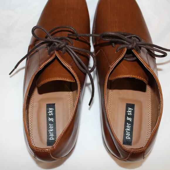 Parker & Sky Men's Brown Faux Leather Lace Up Oxfords Sz 11M - Picture 8 of 11